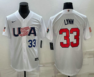 Mens USA Baseball #33 Lance Lynn Number 2023 White World Baseball Classic Stitched Jersey->2023 world baseball classic->MLB Jersey
